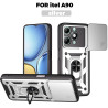 For itel A90 Case With Slide Lens Cover Rotating A70 Ring Shockproof Stand Holder Phone Case
