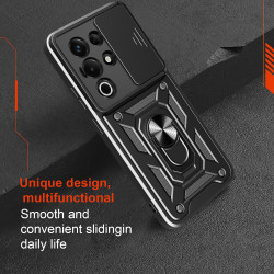 For itel S25 Ultra 4G Case With Slide Lens Cover Rotating S25 4G S24 Ring Shockproof Stand Holder Phone Case