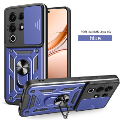 For itel S25 Ultra 4G Case With Slide Lens Cover Rotating S25 4G S24 Ring Shockproof Stand Holder Phone Case