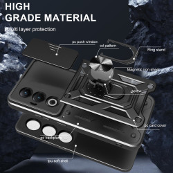 For itel S25 4G Case With Slide Lens Cover Rotating S25 Ultra 4G S24 Ring Shockproof Stand Holder Phone Case