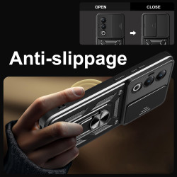 For itel S25 4G Case With Slide Lens Cover Rotating S25 Ultra 4G S24 Ring Shockproof Stand Holder Phone Case