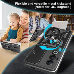 For itel S25 4G Case With Slide Lens Cover Rotating S25 Ultra 4G S24 Ring Shockproof Stand Holder Phone Case