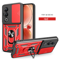 For itel S25 4G Case With Slide Lens Cover Rotating S25 Ultra 4G S24 Ring Shockproof Stand Holder Phone Case