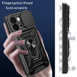 For OnePlus 13s Case With Slide Lens Cover 13T 13 13R 12 12R 5G Ring Shockproof Stand Holder Phone Case