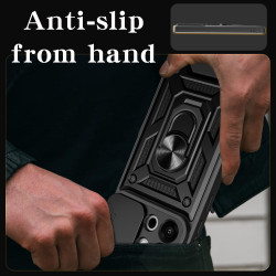 For OnePlus 13s Case With Slide Lens Cover 13T 13 13R 12 12R 5G Ring Shockproof Stand Holder Phone Case