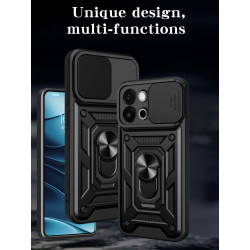 For OnePlus 13s Case With Slide Lens Cover 13T 13 13R 12 12R 5G Ring Shockproof Stand Holder Phone Case