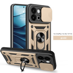 For OnePlus 13s Case With Slide Lens Cover 13T 13 13R 12 12R 5G Ring Shockproof Stand Holder Phone Case