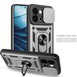 For OnePlus 13s Case With Slide Lens Cover 13T 13 13R 12 12R 5G Ring Shockproof Stand Holder Phone Case