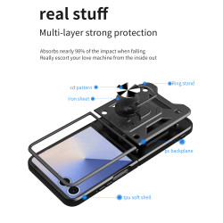 For Samsung Galaxy Z Flip 7 Case With Slide Lens Cover Rotating Ring Shockproof Stand Holder Phone Cases for Galaxy ZFlip6 Flip5