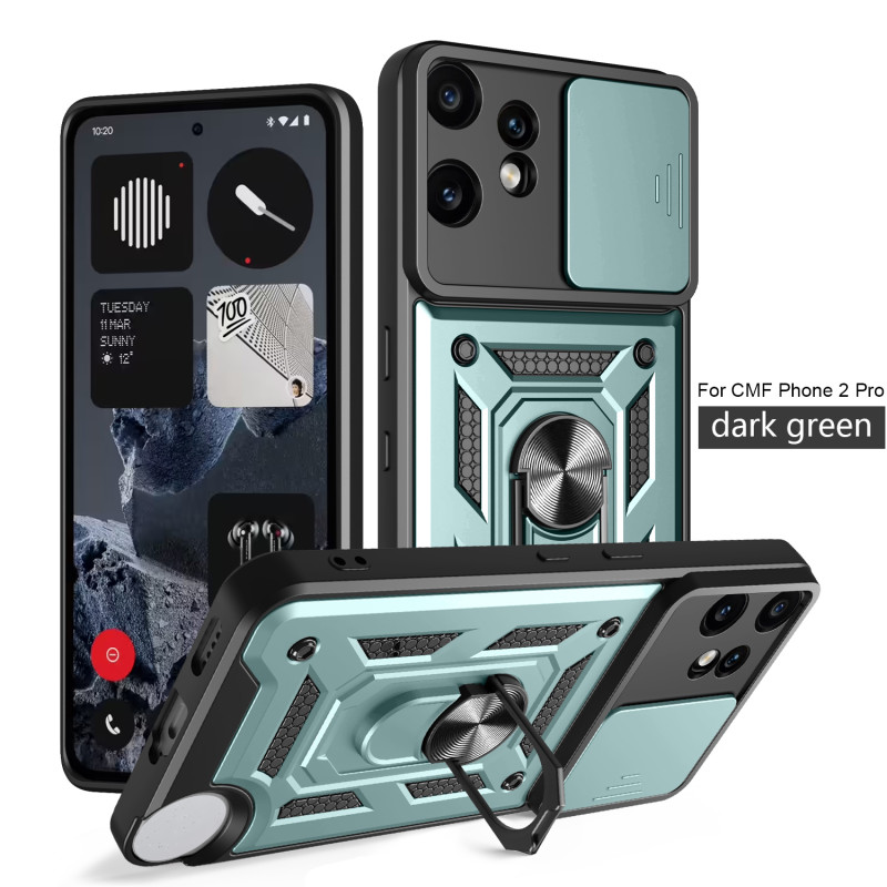For Nothing CMF Phone 2 Pro Case With Slide Lens Cover Ring Shockproof Stand Holder Phone Case