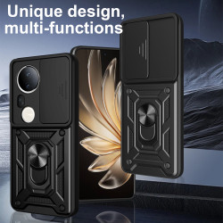For vivo S20 Pro Case With Slide Lens Cover Ring Shockproof Stand Holder Phone Case