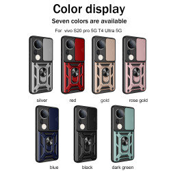 For vivo S20 Pro Case With Slide Lens Cover Ring Shockproof Stand Holder Phone Case