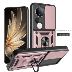 For vivo S20 Pro Case With Slide Lens Cover Ring Shockproof Stand Holder Phone Case