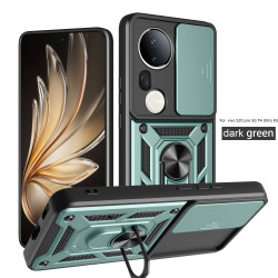 For vivo S20 Pro Case With Slide Lens Cover Ring Shockproof Stand Holder Phone Case
