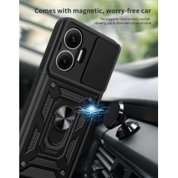 For Xiaomi Redmi Turbo 4 Pro Case With Slide Lens Cover Redmi Turbo 3 4G Ring Shockproof Stand Holder Phone Case