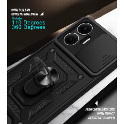 For Xiaomi Redmi Turbo 4 Pro Case With Slide Lens Cover Redmi Turbo 3 4G Ring Shockproof Stand Holder Phone Case