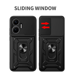 For Xiaomi Redmi Turbo 4 Pro Case With Slide Lens Cover Redmi Turbo 3 4G Ring Shockproof Stand Holder Phone Case