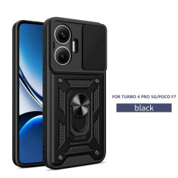 For Xiaomi Redmi Turbo 4 Pro Case With Slide Lens Cover Redmi Turbo 3 4G Ring Shockproof Stand Holder Phone Case