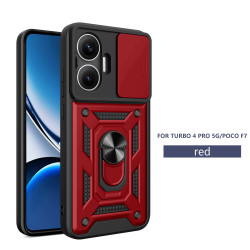For Xiaomi Redmi Turbo 4 Pro Case With Slide Lens Cover Redmi Turbo 3 4G Ring Shockproof Stand Holder Phone Case
