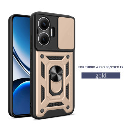 For Xiaomi Redmi Turbo 4 Pro Case With Slide Lens Cover Redmi Turbo 3 4G Ring Shockproof Stand Holder Phone Case
