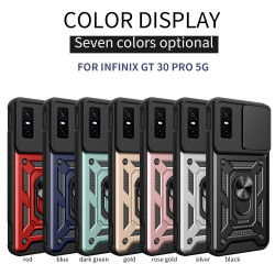 For Infinix GT 30 Pro Case With Slide Lens Cover GT 20 Pro Ring Shockproof Stand Holder Phone Case