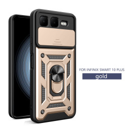 For Infinix Smart 10 Plus Case With Slide Lens Cover GT 20 Pro Ring Shockproof Stand Holder Phone Case