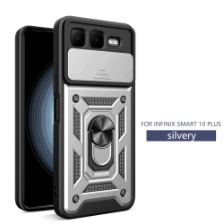 For Infinix Smart 10 Plus Case With Slide Lens Cover GT 20 Pro Ring Shockproof Stand Holder Phone Case