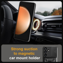 For Samsung Galaxy S25 FE Case With Slide Lens Cover S25 Ultra S25 Edge S25+ Ring Shockproof Stand Holder Phone Case