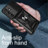 For Samsung Galaxy S25 FE Case With Slide Lens Cover S25 Ultra S25 Edge S25+ Ring Shockproof Stand Holder Phone Case
