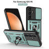 For Samsung Galaxy S25 FE Case With Slide Lens Cover S25 Ultra S25 Edge S25+ Ring Shockproof Stand Holder Phone Case