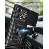 For ZTE nubia NEO 3 5G Case With Slide Lens Cover Ring Shockproof Stand Holder Phone Case