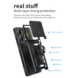 For ZTE nubia NEO 3 5G Case With Slide Lens Cover Ring Shockproof Stand Holder Phone Case
