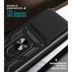 For ZTE nubia NEO 3 5G Case With Slide Lens Cover Ring Shockproof Stand Holder Phone Case