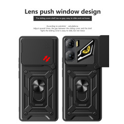 For ZTE nubia NEO 3 5G Case With Slide Lens Cover Ring Shockproof Stand Holder Phone Case