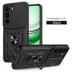 For Realme C71 Case With Slide Lens Cover Ring Shockproof Stand Holder Phone Case