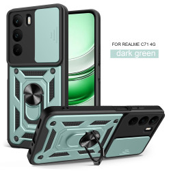 For Realme C71 Case With Slide Lens Cover Ring Shockproof Stand Holder Phone Case