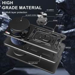For Tecno Camon 40 Premier Case With Slide Lens Cover Camon 40 Pro 4G 40 4G 30 Premier 5G 30S 30Pro Ring Shockproof Stand Holder Phone Case