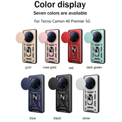 For Tecno Camon 40 Premier Case With Slide Lens Cover Camon 40 Pro 4G 40 4G 30 Premier 5G 30S 30Pro Ring Shockproof Stand Holder Phone Case