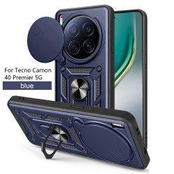 For Tecno Camon 40 Premier Case With Slide Lens Cover Camon 40 Pro 4G 40 4G 30 Premier 5G 30S 30Pro Ring Shockproof Stand Holder Phone Case