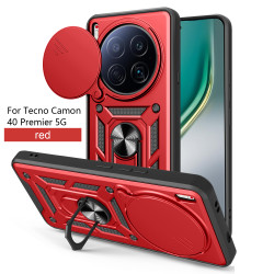 For Tecno Camon 40 Premier Case With Slide Lens Cover Camon 40 Pro 4G 40 4G 30 Premier 5G 30S 30Pro Ring Shockproof Stand Holder Phone Case