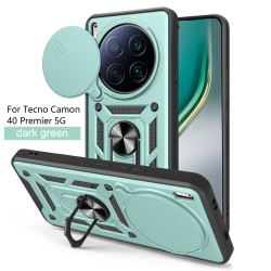 For Tecno Camon 40 Premier Case With Slide Lens Cover Camon 40 Pro 4G 40 4G 30 Premier 5G 30S 30Pro Ring Shockproof Stand Holder Phone Case