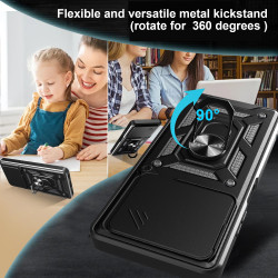 For Tecno Pova 7 4G Case With Slide Lens Cover Pova 6 Neo 4G 6 Pro 5G Ring Shockproof Stand Holder Phone Case