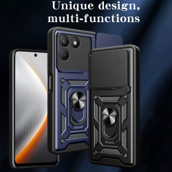 For Tecno Pova 7 4G Case With Slide Lens Cover Pova 6 Neo 4G 6 Pro 5G Ring Shockproof Stand Holder Phone Case
