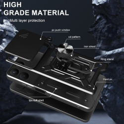 For Tecno Pova 7 4G Case With Slide Lens Cover Pova 6 Neo 4G 6 Pro 5G Ring Shockproof Stand Holder Phone Case