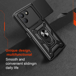 For Tecno Pova 7 4G Case With Slide Lens Cover Pova 6 Neo 4G 6 Pro 5G Ring Shockproof Stand Holder Phone Case