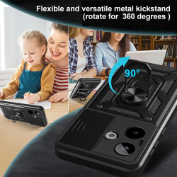 FFor Realme GT 7 Case With Slide Lens Cover GT 6T 5G Ring Shockproof Stand Holder Phone Case