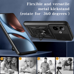 FFor Realme GT 7 Case With Slide Lens Cover GT 6T 5G Ring Shockproof Stand Holder Phone Case