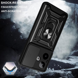 FFor Realme GT 7 Case With Slide Lens Cover GT 6T 5G Ring Shockproof Stand Holder Phone Case