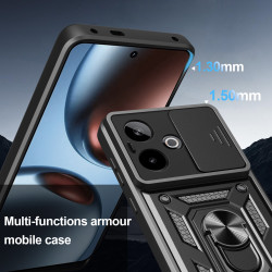 FFor Realme GT 7 Case With Slide Lens Cover GT 6T 5G Ring Shockproof Stand Holder Phone Case