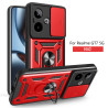 FFor Realme GT 7 Case With Slide Lens Cover GT 6T 5G Ring Shockproof Stand Holder Phone Case